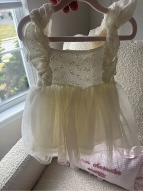 Girls' Ivory Floral Embroidered Tulle Dress